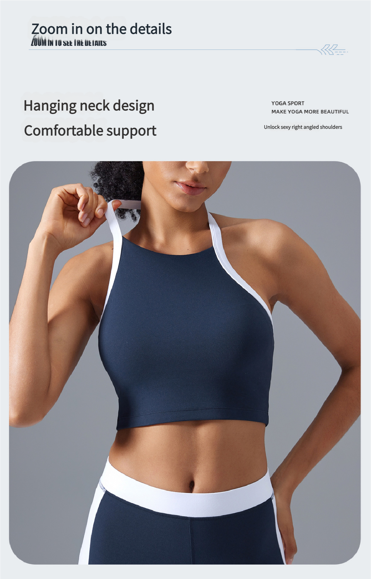 Color-Blocking Sports Bra for Women - Halter Neck, Open Back, Yoga Gym Top with Semi-Removable Pads & Pilates Vest