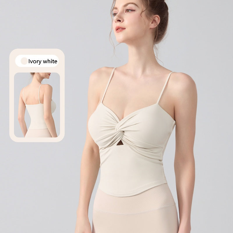 2025 Sexy Knot-Front Yoga Bra: Flattering Fitness Tank for Pilates & Workouts