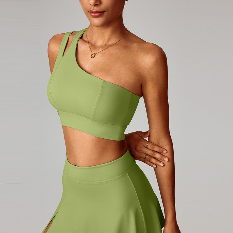 Women's Asymmetric One-Shoulder Yoga Bra - Stretchy, Quick-Drying Sports Underwear, Running & Fitness Tank Top