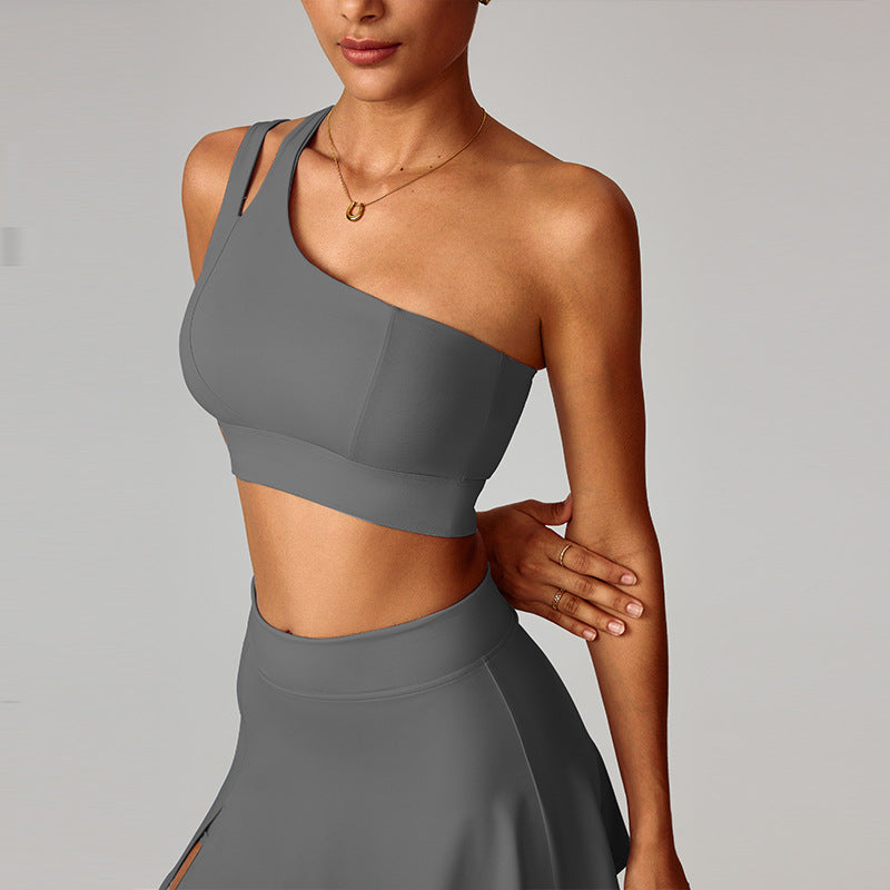 Women's Asymmetric One-Shoulder Yoga Bra - Stretchy, Quick-Drying Sports Underwear, Running & Fitness Tank Top