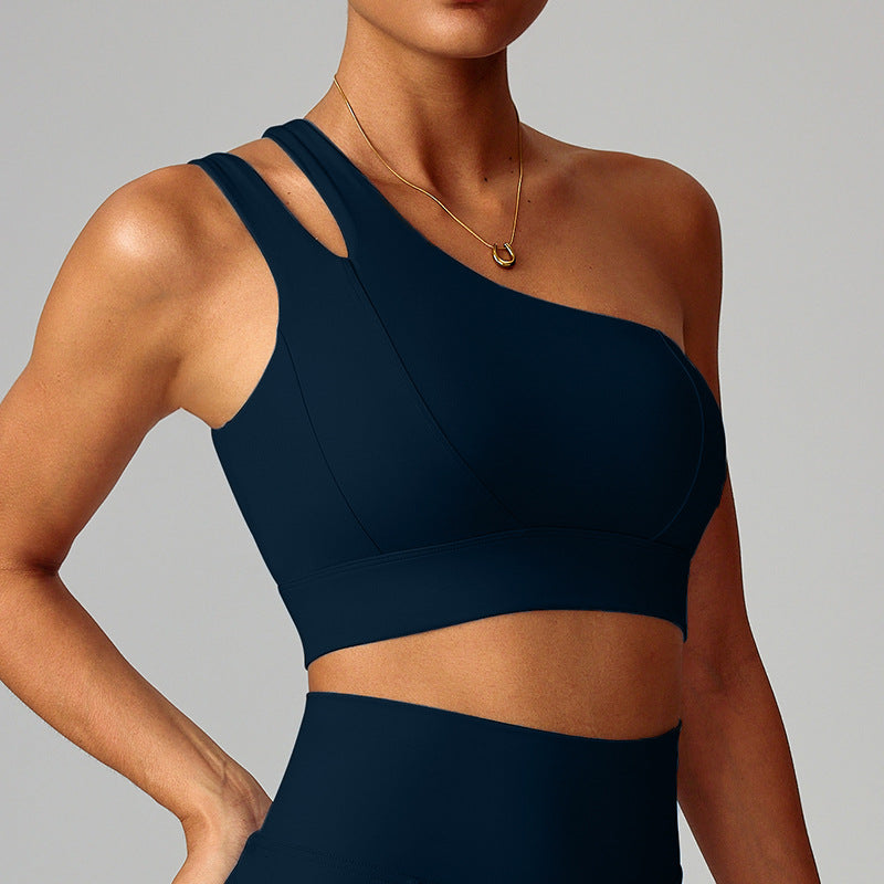 Women's Asymmetric One-Shoulder Yoga Bra - Stretchy, Quick-Drying Sports Underwear, Running & Fitness Tank Top