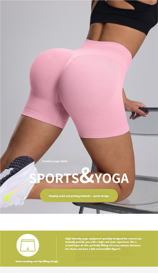 Summer high-waisted yoga pants, women's fitness yoga three-inch pants, hip-lifting running sports tight shorts