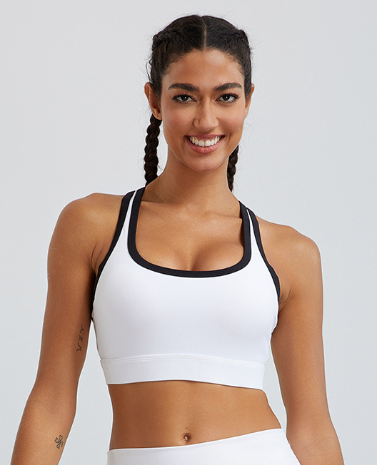 Yoga & Sports Women’s Racerback Bra - Contrast Collar, Stylish Workout Crop Top