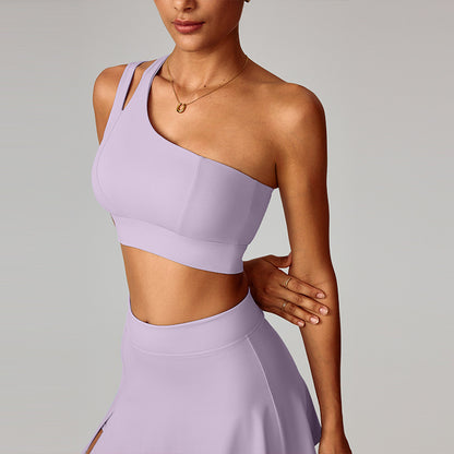 Women's Asymmetric One-Shoulder Yoga Bra - Stretchy, Quick-Drying Sports Underwear, Running & Fitness Tank Top