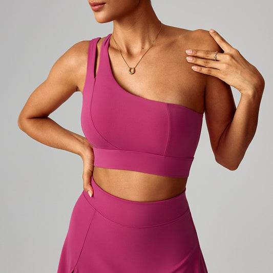 Women's Asymmetric One-Shoulder Yoga Bra - Stretchy, Quick-Drying Sports Underwear, Running & Fitness Tank Top