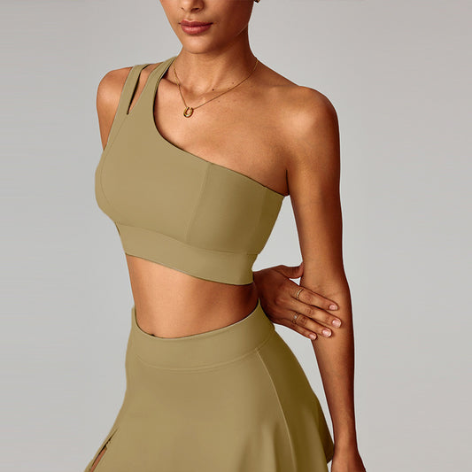Women's Asymmetric One-Shoulder Yoga Bra - Stretchy, Quick-Drying Sports Underwear, Running & Fitness Tank Top